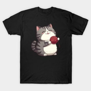 Kawaii Cat and a Ball of Yarn T-Shirt